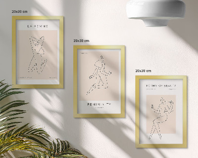 Framed triptych Linear silhouettes of women in minimalist posters
