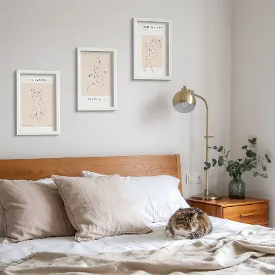Linear silhouettes of women minimalist posters framed triptych