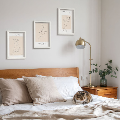 Framed triptych Linear silhouettes of women in minimalist posters