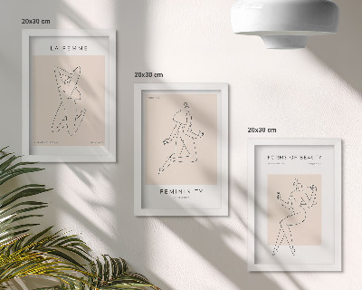 Framed triptych Linear silhouettes of women in minimalist posters