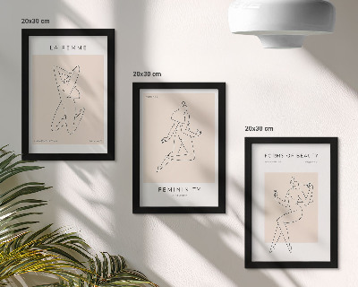 Framed triptych Linear silhouettes of women in minimalist posters