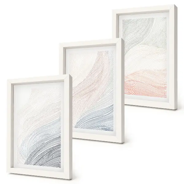 3-piece abstract waves wall art set painted on cardboard in pastel colors