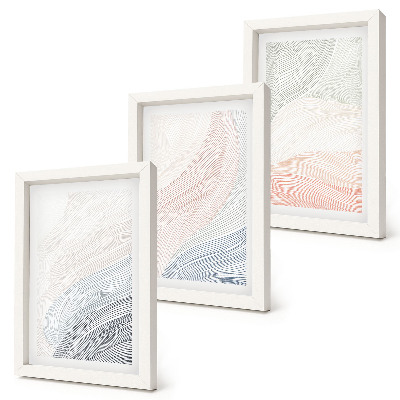 3-piece wall art set Abstract waves painting on cardboard in pastel colors