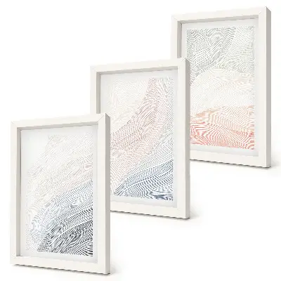 3-piece abstract waves wall art set painted on cardboard in pastel colors