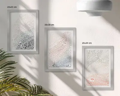 3-piece abstract waves wall art set painted on cardboard in pastel colors