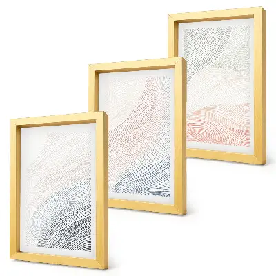 3-piece abstract waves wall art set painted on cardboard in pastel colors
