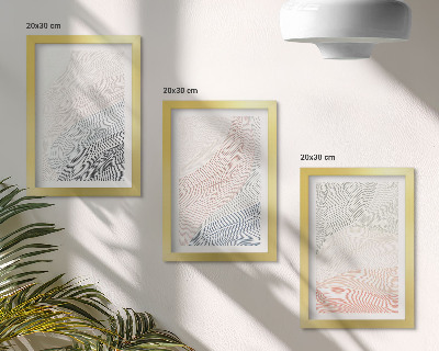 3-piece wall art set Abstract waves painting on cardboard in pastel colors