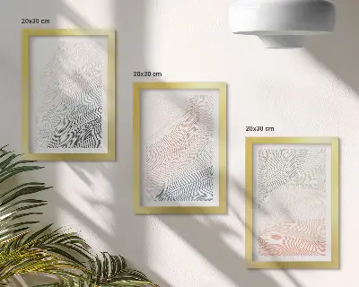 3-piece abstract waves wall art set painted on cardboard in pastel colors