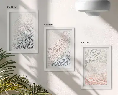 3-piece abstract waves wall art set painted on cardboard in pastel colors