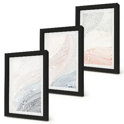 3-piece abstract waves wall art set painted on cardboard in pastel colors