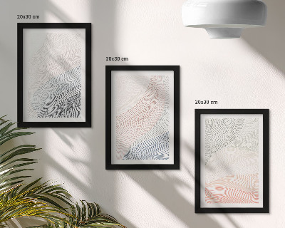 3-piece wall art set Abstract waves painting on cardboard in pastel colors