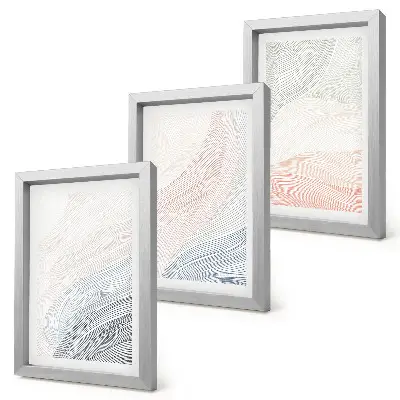 3-piece abstract waves wall art set painted on cardboard in pastel colors