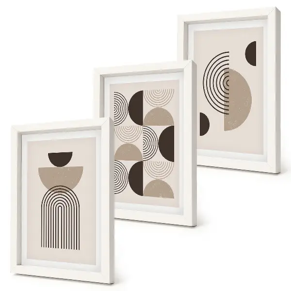 Photo frame wall with abstract geometric minimalism
