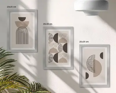 Photo frame wall with abstract geometric minimalism