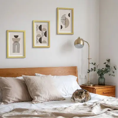 Photo frame wall with abstract geometric minimalism