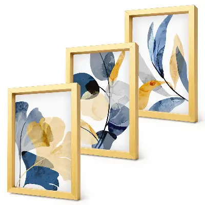 3-piece wall art set with plant motifs in a watercolor style