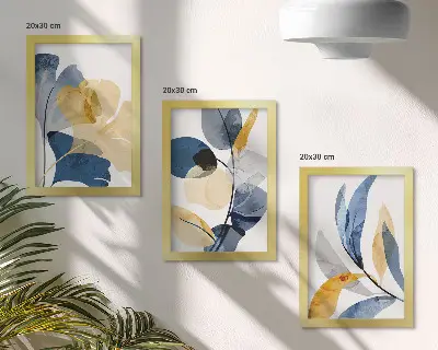3-piece wall art set with plant motifs in a watercolor style
