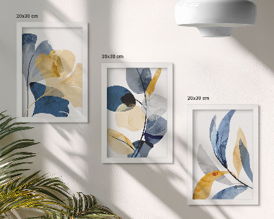 3-piece wall art set Plant motifs in a watercolor style