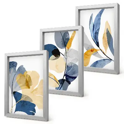 3-piece wall art set with plant motifs in a watercolor style