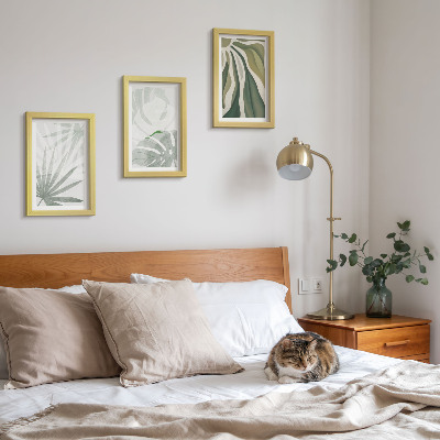 Photo frame wall Plant leaves in shades of green and gray