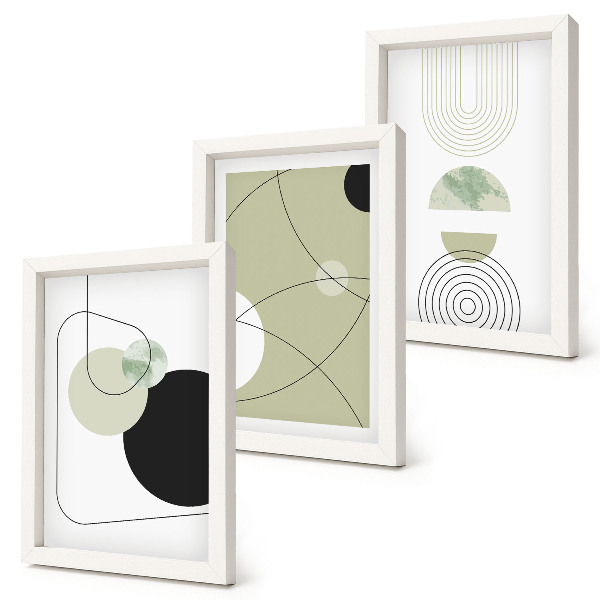 3-piece wall art set Abstract shapes in subdued colors