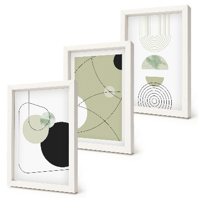 3-piece wall art set Abstract shapes in subdued colors