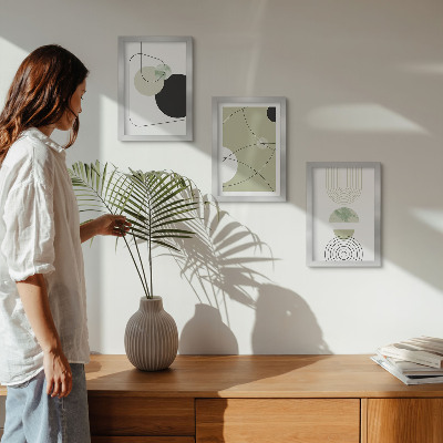 3-piece wall art set Abstract shapes in subdued colors