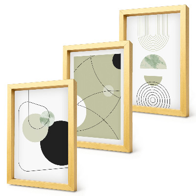 3-piece wall art set Abstract shapes in subdued colors