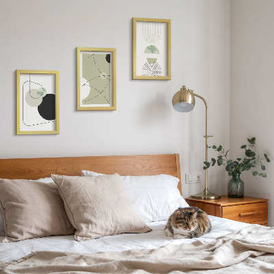 3-piece wall art set Abstract shapes in subdued colors