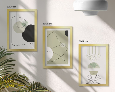 3-piece wall art set Abstract shapes in subdued colors