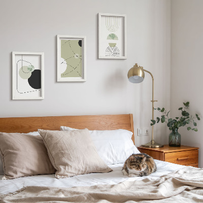 3-piece wall art set Abstract shapes in subdued colors