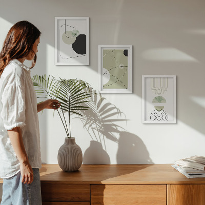 3-piece wall art set Abstract shapes in subdued colors