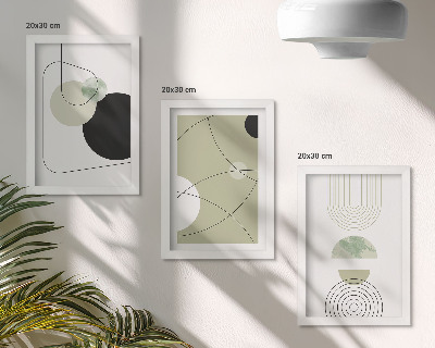 3-piece wall art set Abstract shapes in subdued colors