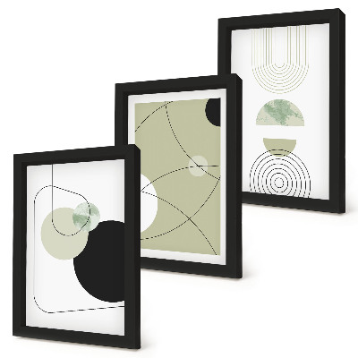 3-piece wall art set Abstract shapes in subdued colors