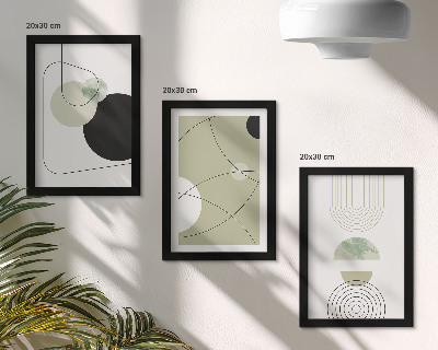 3-piece wall art set Abstract shapes in subdued colors