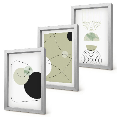 3-piece wall art set Abstract shapes in subdued colors