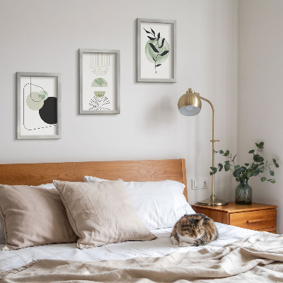 Photo frame wall Abstract shapes and plant motifs in green