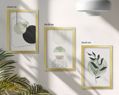 Photo frame wall Abstract shapes and plant motifs in green