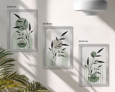 Framed triptych Abstract plant compositions, boho style