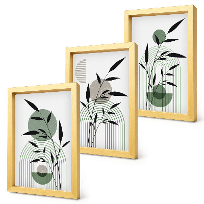 Framed triptych Abstract plant compositions, boho style