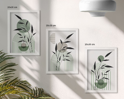 Framed triptych Abstract plant compositions, boho style