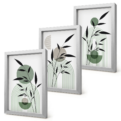 Framed triptych Abstract plant compositions, boho style