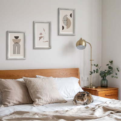 3-piece wall art set Abstract geometric forms and facial silhouette