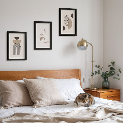 3-piece wall art set Abstract geometric forms and facial silhouette