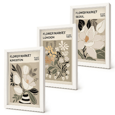 Photo frame wall Retro flowers from different cities around the world