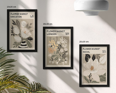 Photo frame wall Retro flowers from different cities around the world