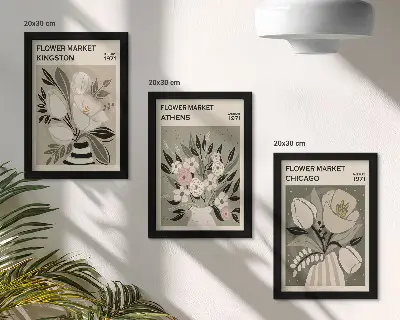 Retro floral arrangements triptych framed art prints from various cities