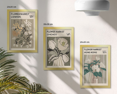 3-piece wall art set Flower markets in London, Chicago and Hong Kong