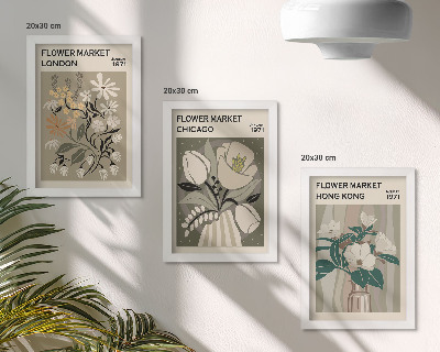 3-piece wall art set Flower markets in London, Chicago and Hong Kong