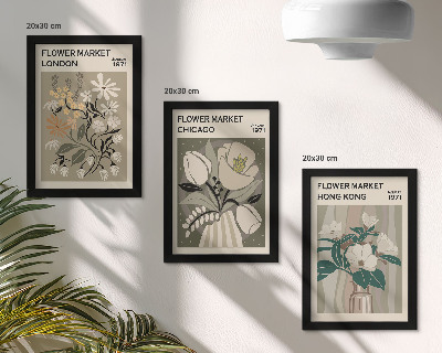 3-piece wall art set Flower markets in London, Chicago and Hong Kong